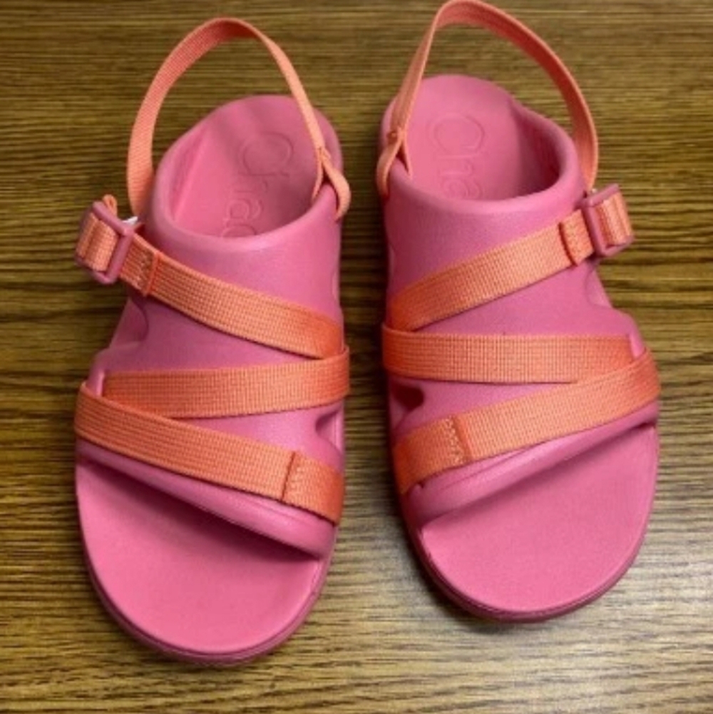 Chaco kids Junior Garterize Slingback Sports Sandals Size 5 Pink Orange